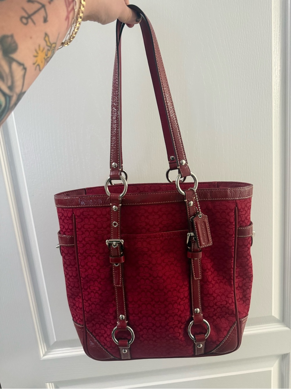Vintage Y2K Coach Turnlock Red Tote - Picture 2 of 9